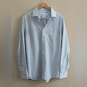 Mizzen & Main Leeward trim fit blue/white gingham button down shirt size large